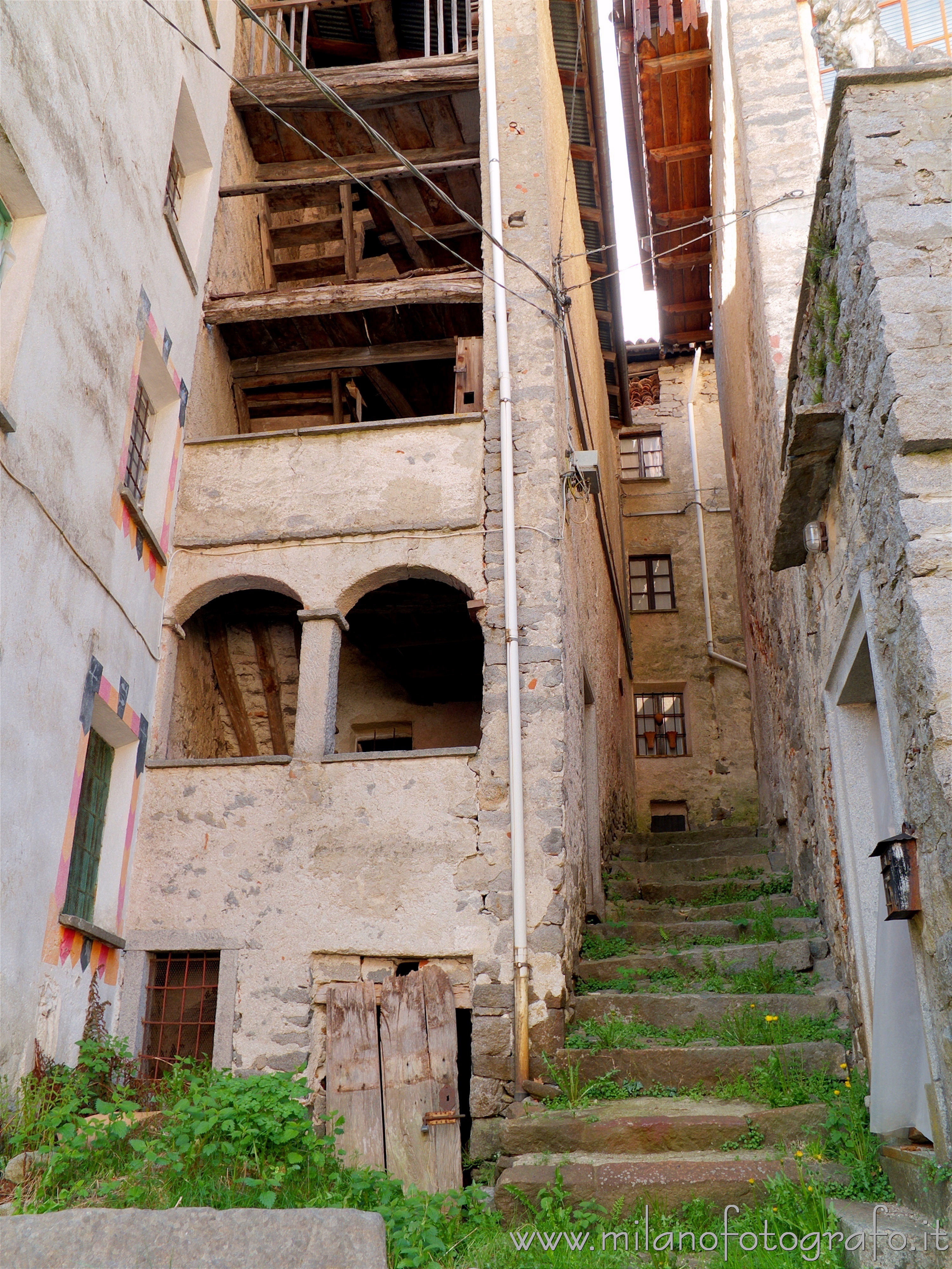 Forgnengo fraction of Campiglia Cervo (Biella, Italy) - Staircase between the old houses of the village